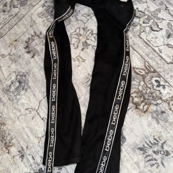 Bebe Black Pants with Logo Detail - Picture 2 of 6